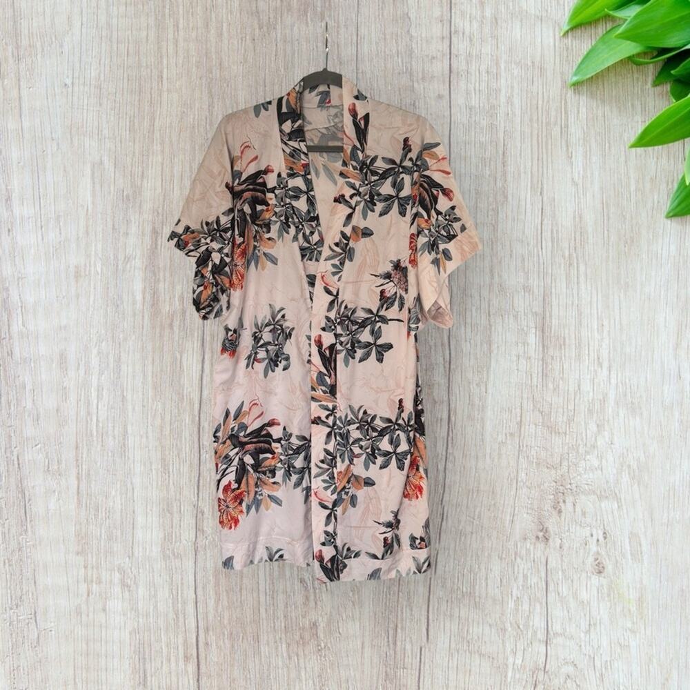 Kimono tropical print button up dress or coverup - Picture 1 of 6
